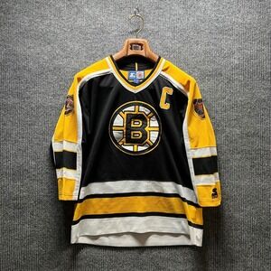 Vintage Starter Boston Bruins Kids L/XL Black Ray Bourque 77 Hockey Jersey NHL‎